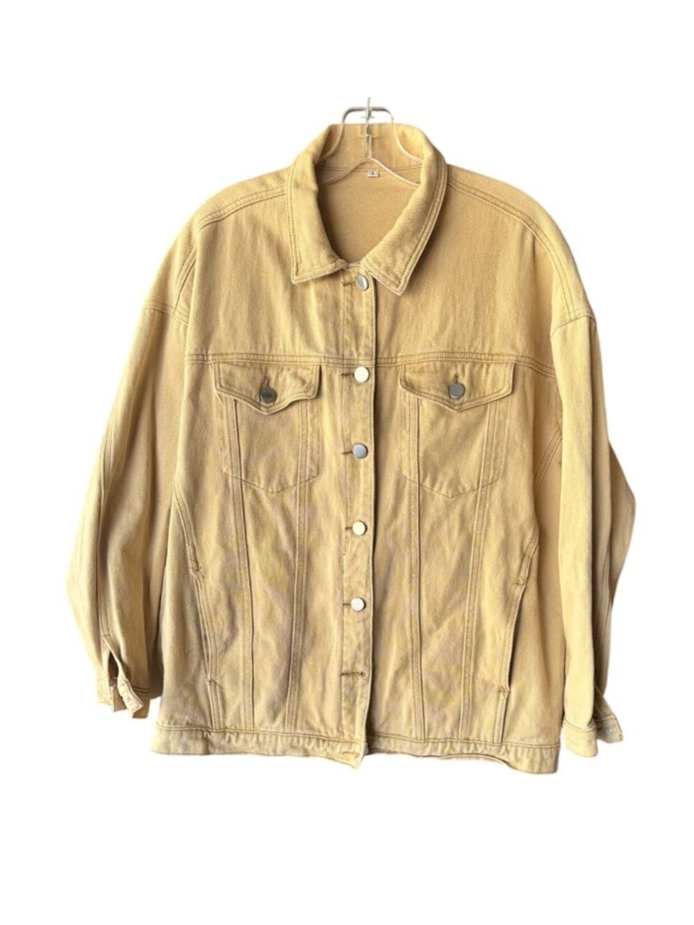 Mens Denim Jacket With Button Closure Chest and Side Pockets Tan